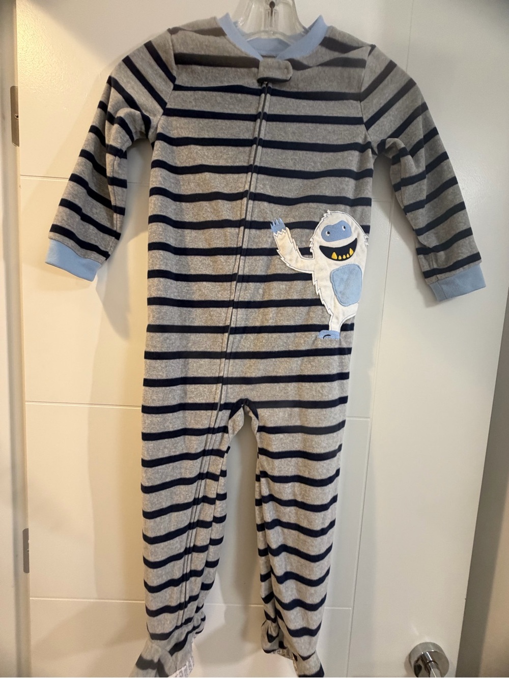 Carter's Yeti, Abominable Snow Monster Striped Fleece Footed Pajama Sleeper 5T